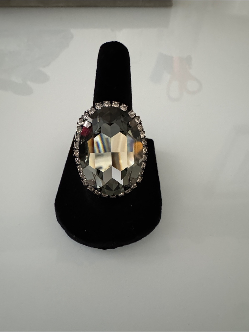 RING - Black Crystal Statement Ring - Women Jewelry 1 1/2” Swarovski Crystal